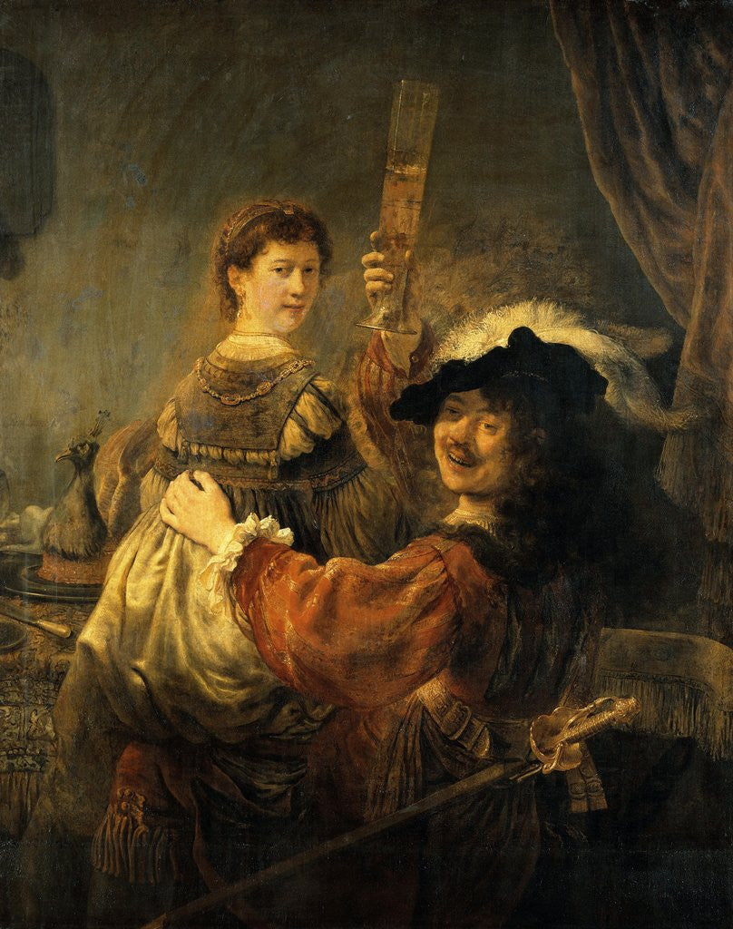 Detail of Rembrandt and Saskia in the Parable of the Prodigal Son by Rembrandt van Rijn