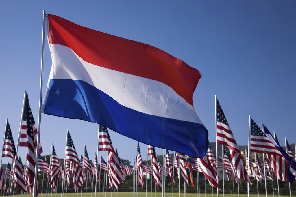 Detail of US and Dutch Flag by Corbis