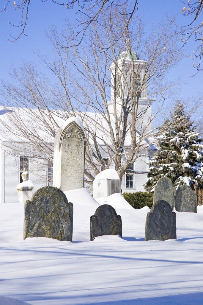 Detail of Snowy Church and Cemetery by Anonymous