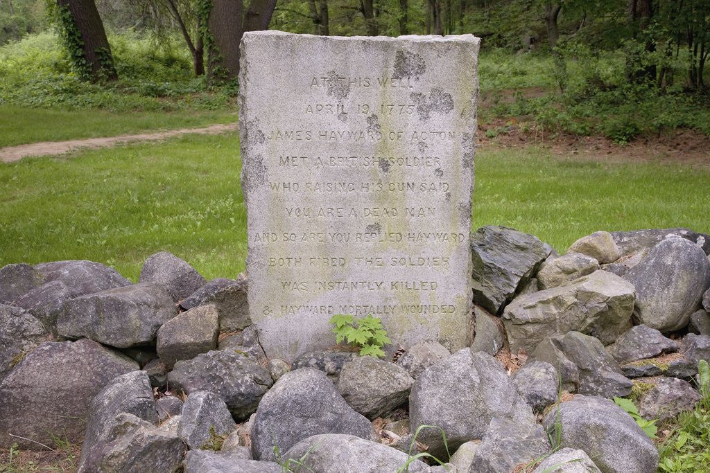 Detail of American Revolution stone marker by Corbis