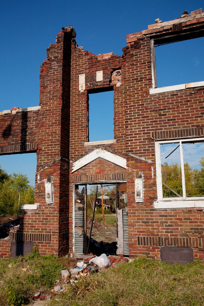 Detail of Deserted red brick apartments East St. Louis by Anonymous