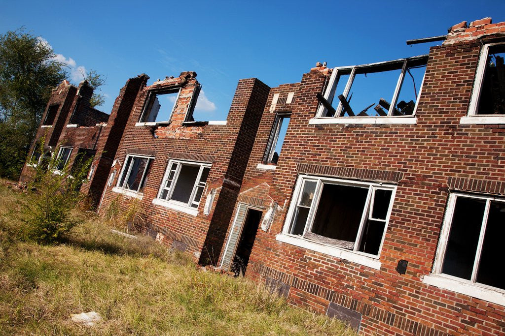 Detail of Deserted red brick apartments East St. Louis by Anonymous