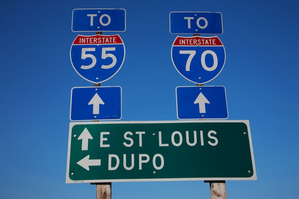 Detail of Interstate highway 55 and 70 outside of East St. Louis, Illinois by Anonymous