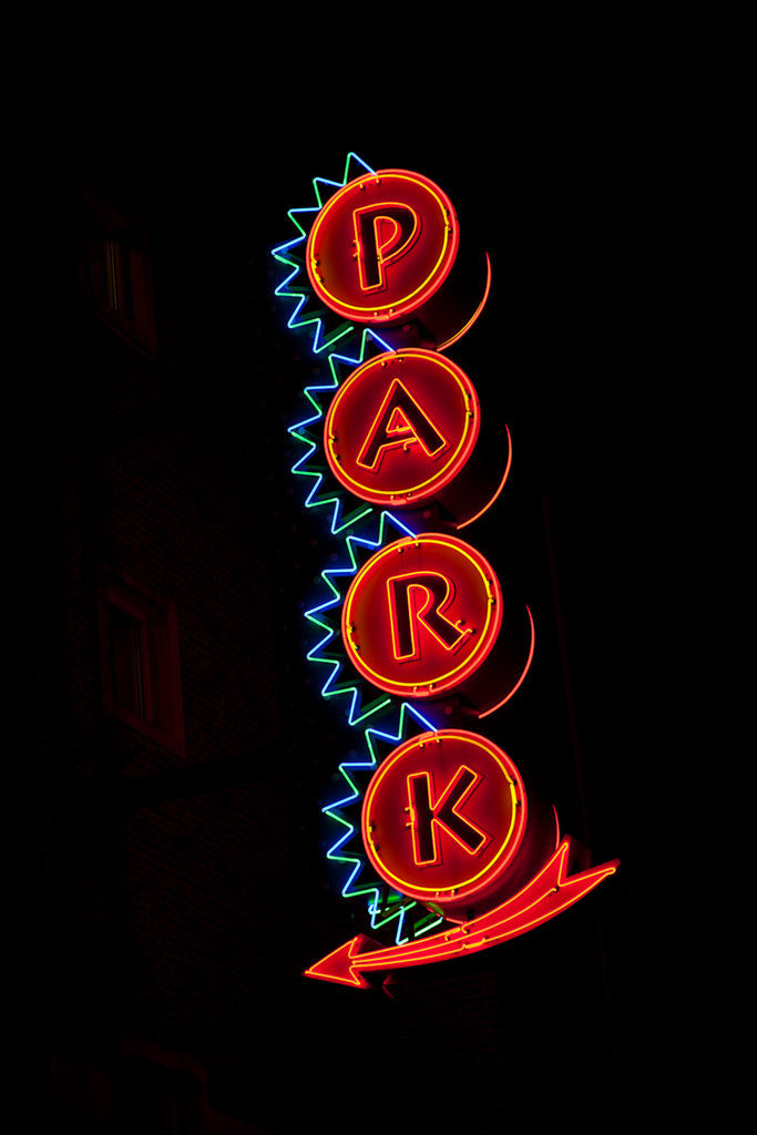 Detail of Neon sign to Park, St. Louis, MO by Anonymous