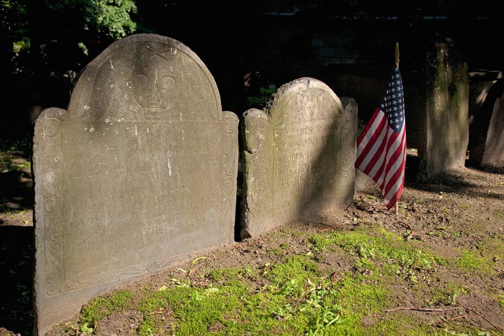 Detail of Revolutionary War tombstones by Anonymous
