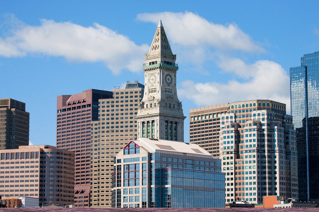 Detail of Boston Skyline at sunrise features Commerce House Tower, Boston, MA. by Anonymous