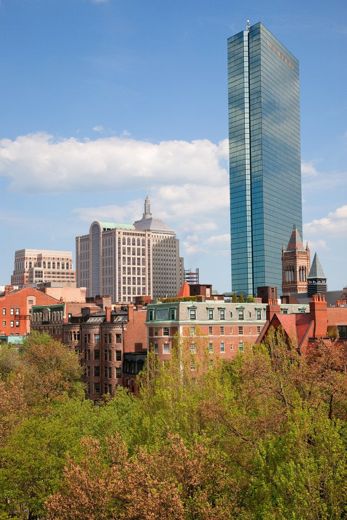 Detail of John Hanncock Tower at Back Bay in summer, Boston, MA by Anonymous