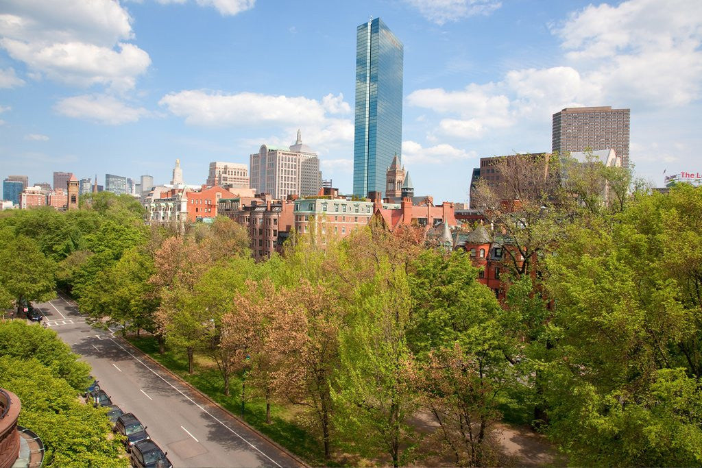 Detail of John Hanncock Tower at Back Bay in summer, Boston, MA by Anonymous