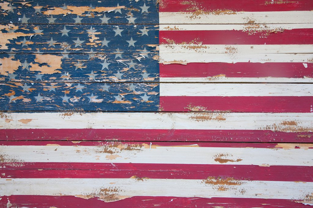 Detail of American flag on wood, Maine by Anonymous