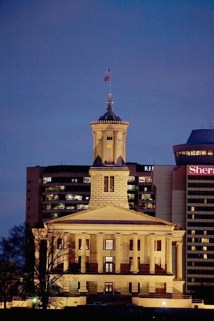 Detail of State Capitol of Tennessee, Nashville at dusk by Anonymous