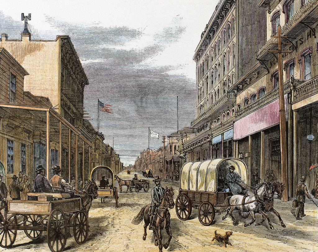 Detail of Virginia City in 1870. Main street. by Anonymous