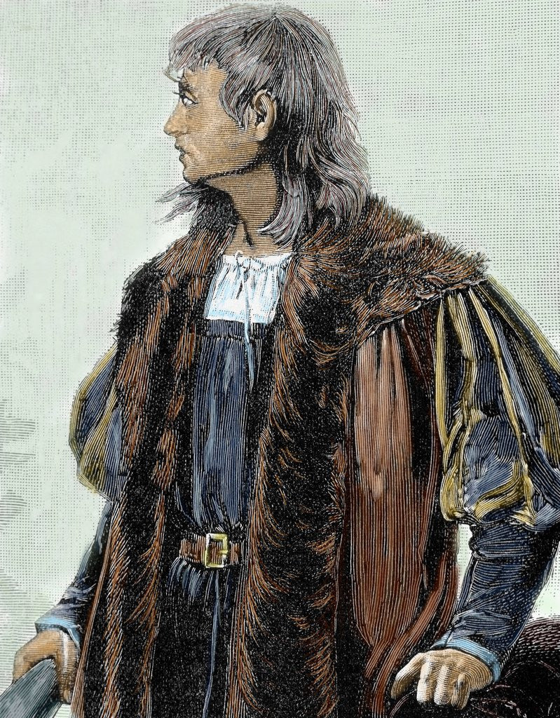 Detail of Christopher Columbus (1451 -1506) . Navigator, colonizer, and explorer. by Anonymous