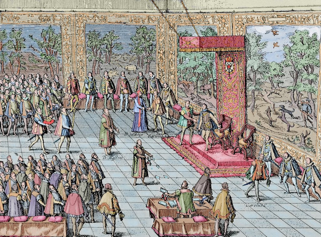 Detail of Charles I of Spain and V of Germany (1500-1558). Abdication of Charles V in Brussels. by Anonymous