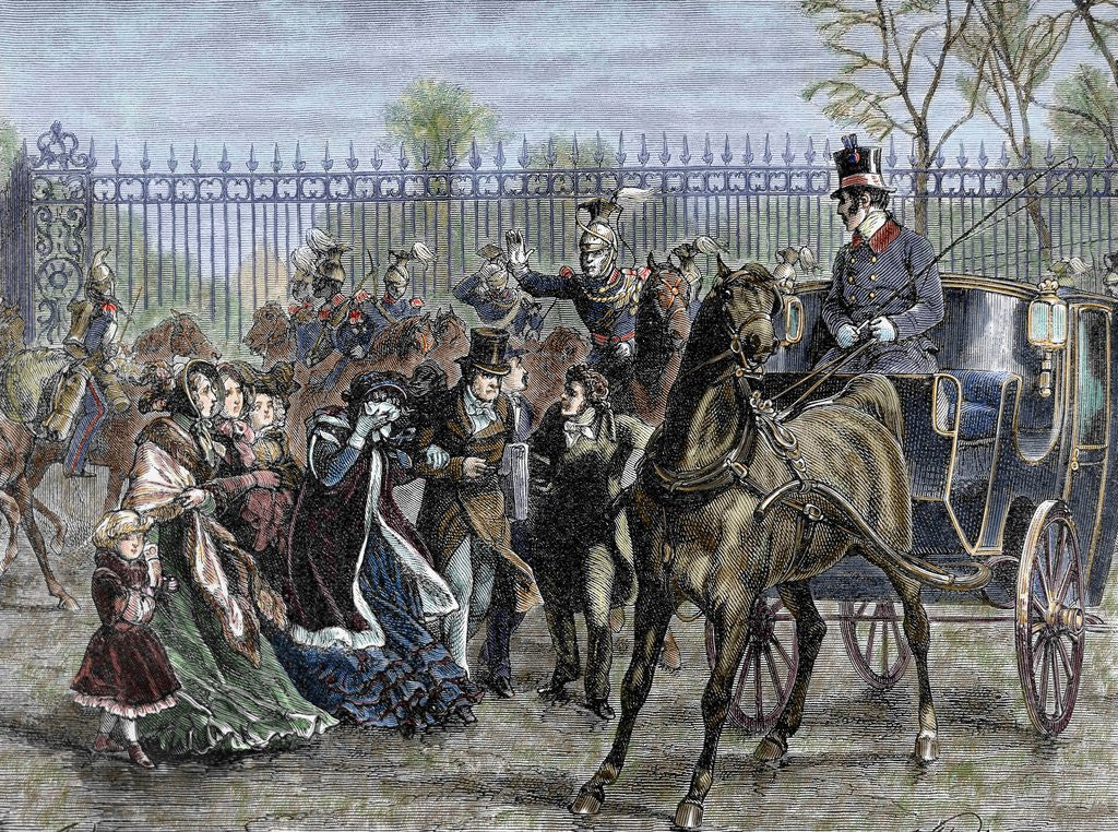 Detail of French Liberal Revolution (February 1848). Louis Philippe and his family out of the Tuileries Palace by Anonymous