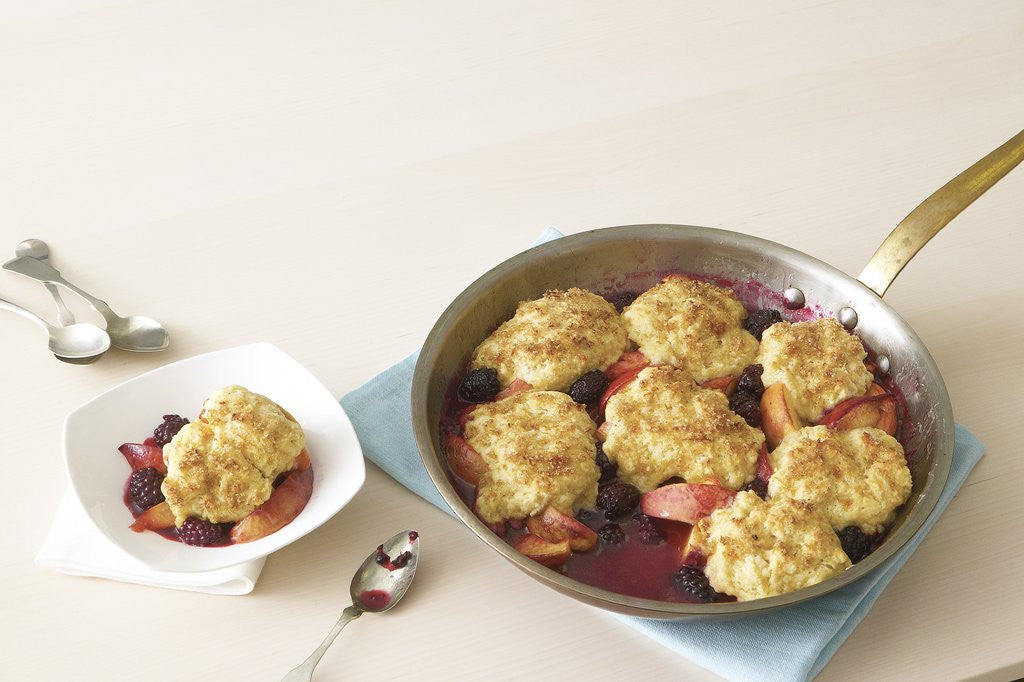 Detail of Baked peaches and berries with biscuits by Anonymous