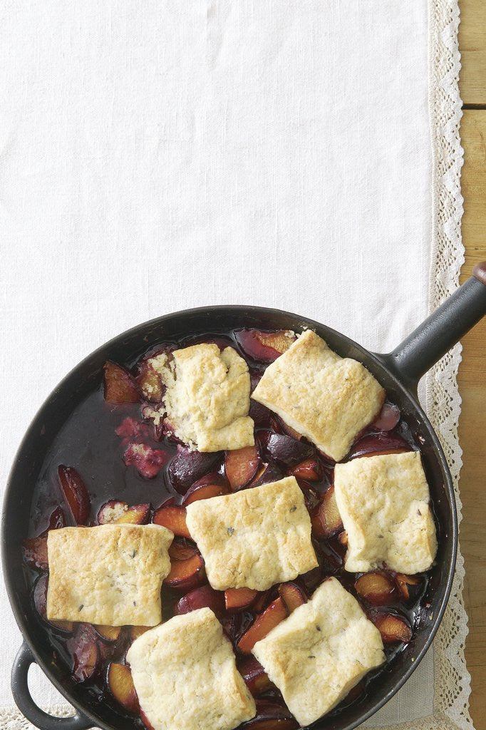 Detail of Plum cobbler with honey lavender biscuits by Anonymous