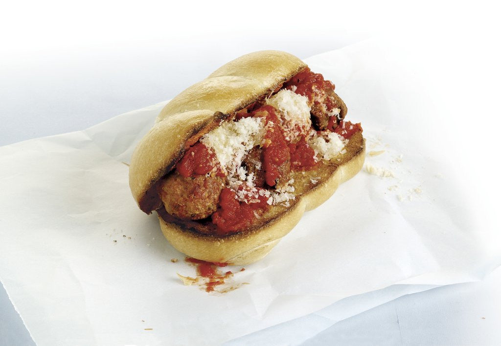 Detail of Grilled meatball sandwich by Corbis