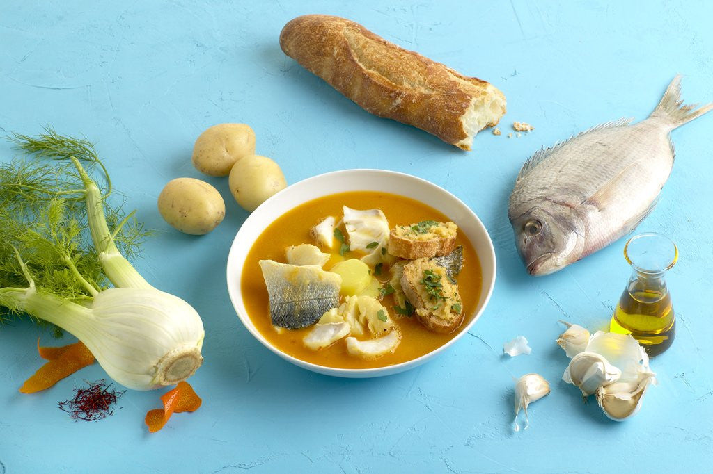 Detail of Bouillabaisse and ingredients by Anonymous
