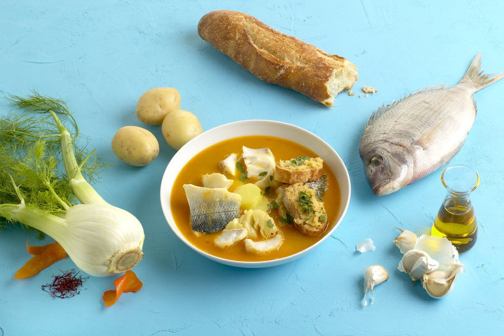 Detail of Bouillabaisse and ingredients by Corbis