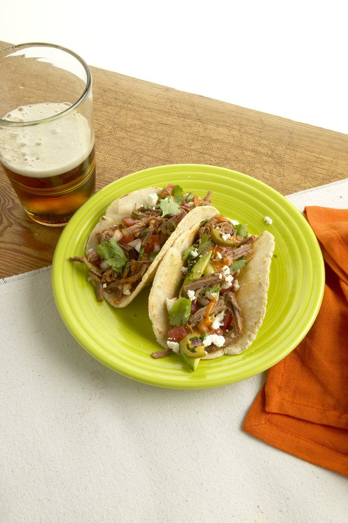 Detail of Beef tacos by Corbis