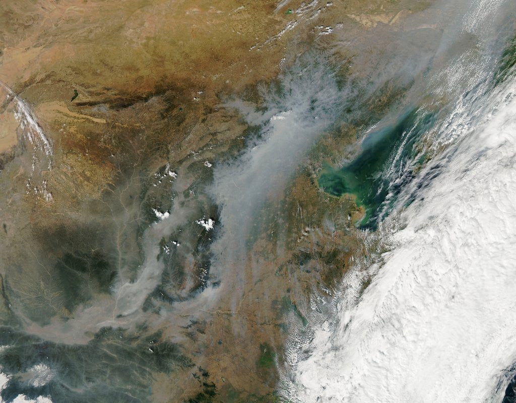 Detail of Satellite view of smog and haze over eastern China by Anonymous