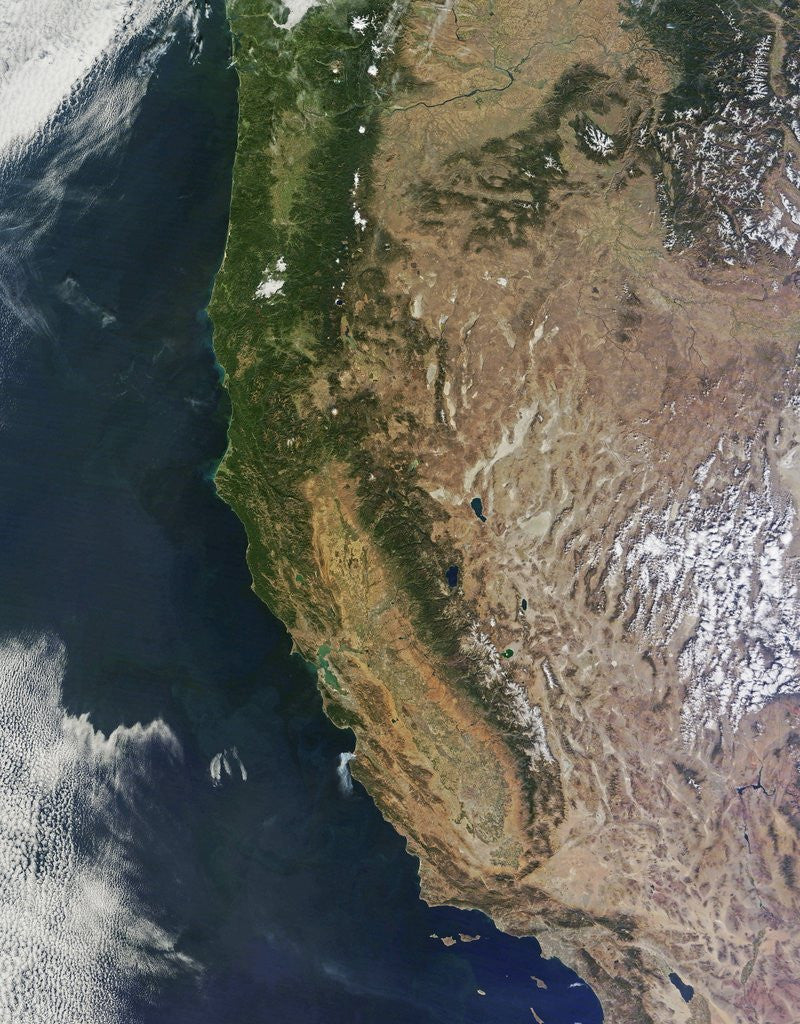 Detail of Satellite image of Oregon and California by Anonymous