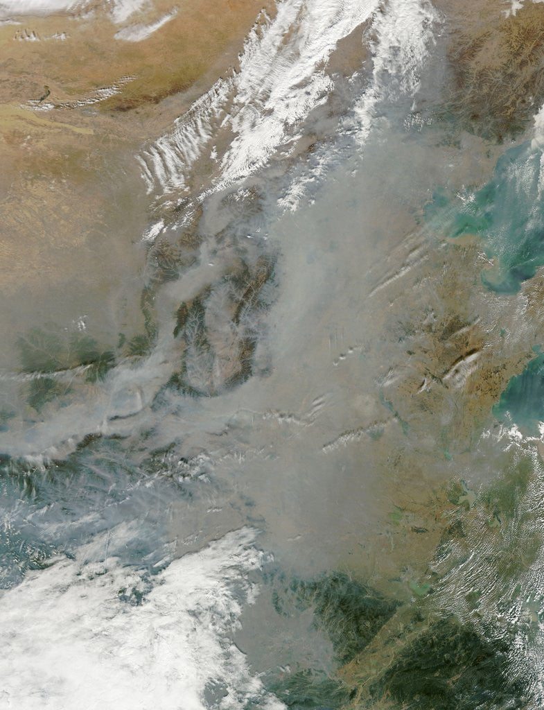 Detail of Satellite image of smog and haze over Harbin, in north eastern China by Anonymous