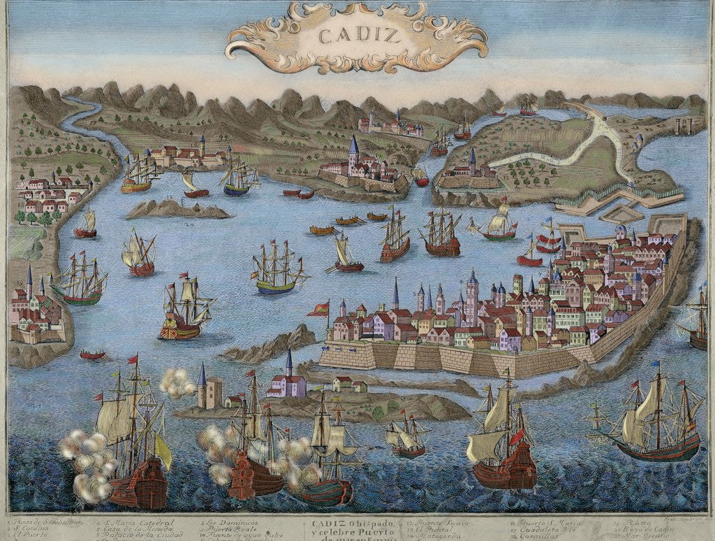 Detail of Spain, Cadiz, city and port by Anonymous