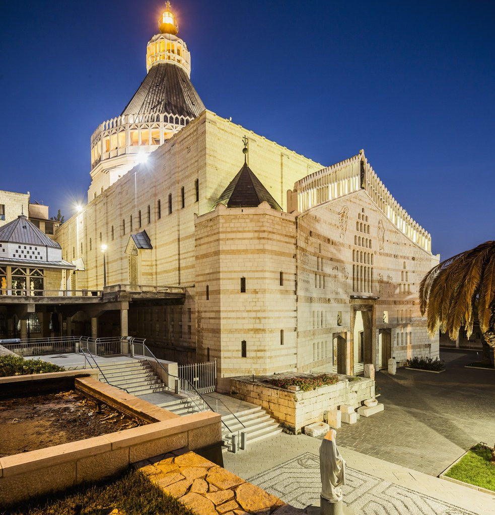 Detail of View of the Basilica of The Annunciation at twilight by Anonymous