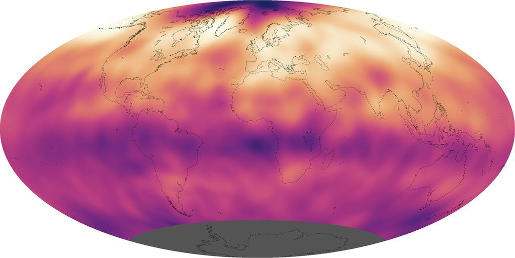Detail of Map showing global pattern of atmospheric carbon dioxide by Corbis