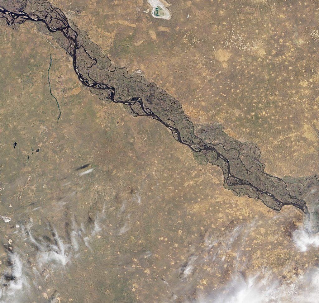 Detail of Satellite view of the Volga River in central Russia by Corbis
