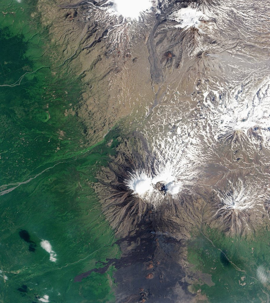 Detail of Satellite view of fresh lava flows on Tolbachik volcano by Anonymous