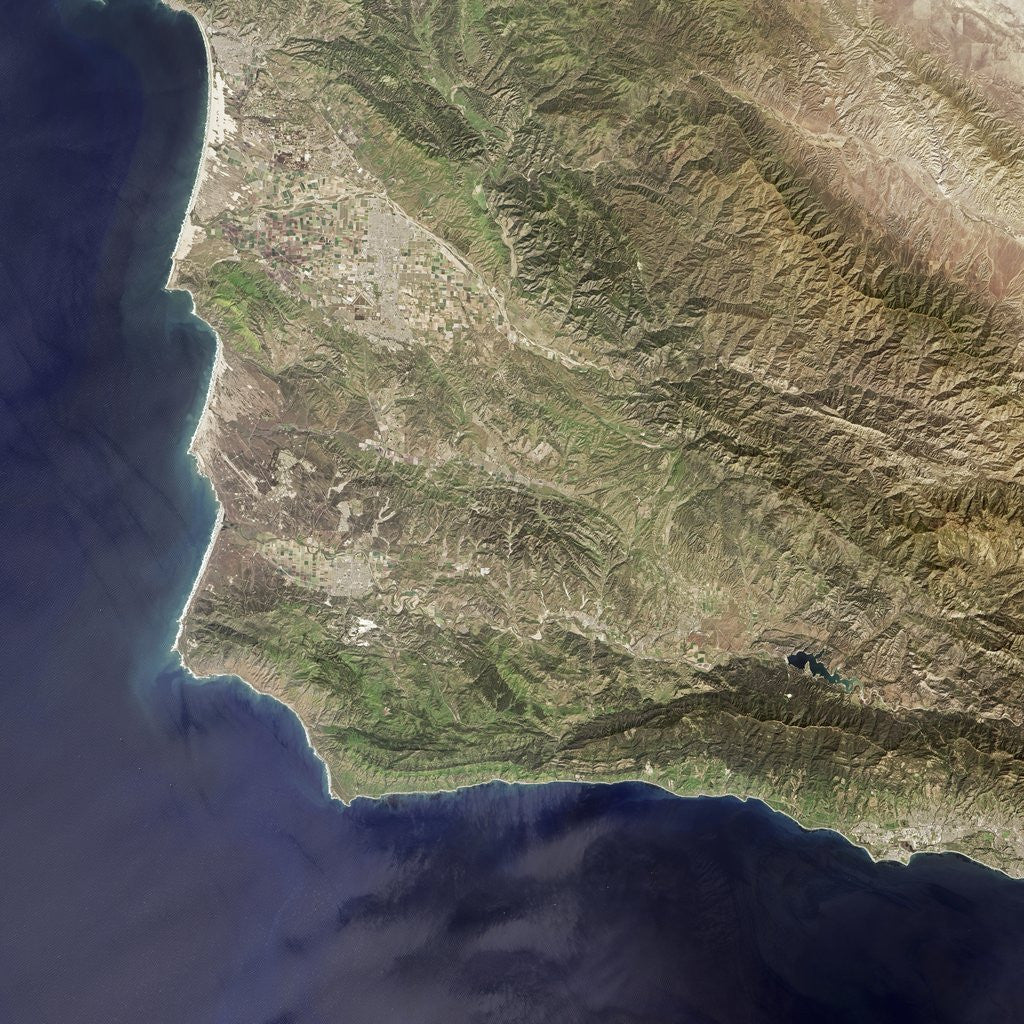 Detail of Satellite view of Lompoc, California and Vandenberg Air Force Base by Anonymous