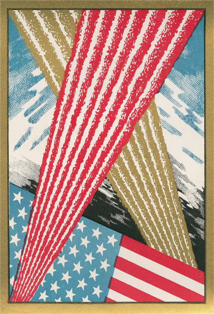 Detail of American Flag with Fireworks by Anonymous