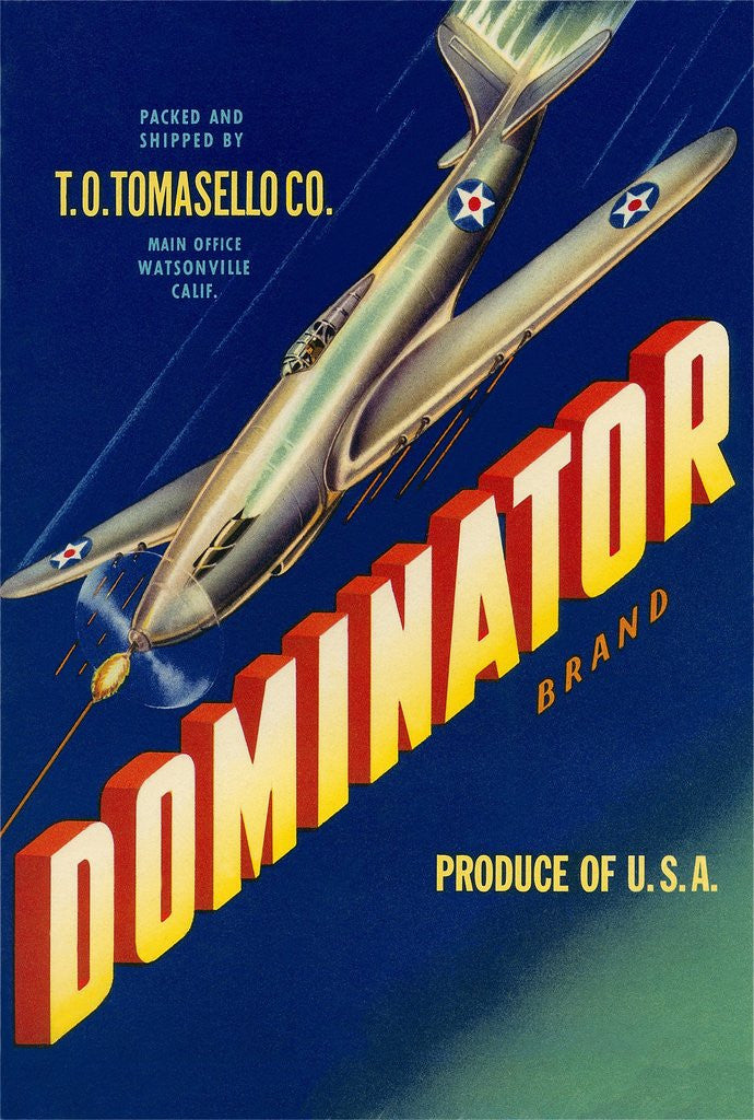 Detail of Dominator brand produce crate label by Anonymous