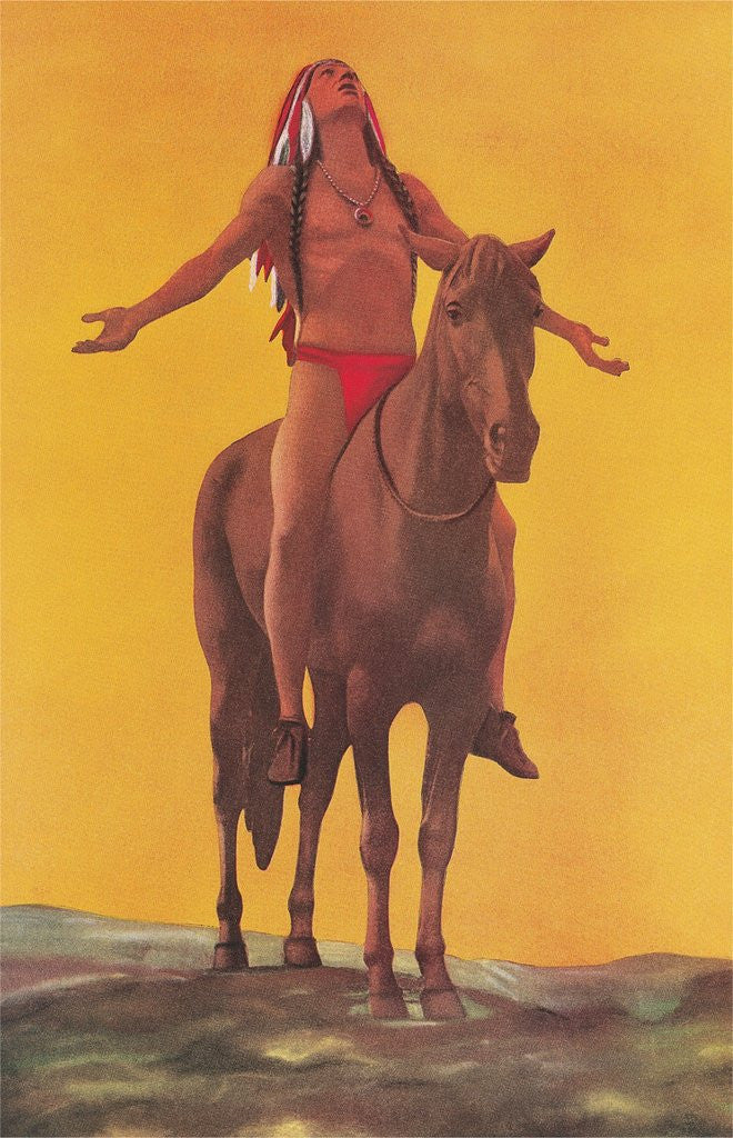 Detail of Indian Brave on Horse by Anonymous