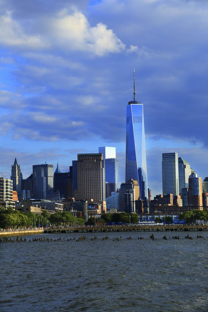 Detail of Downtown view with the Freedom tower from the Hudson River greenway by Corbis