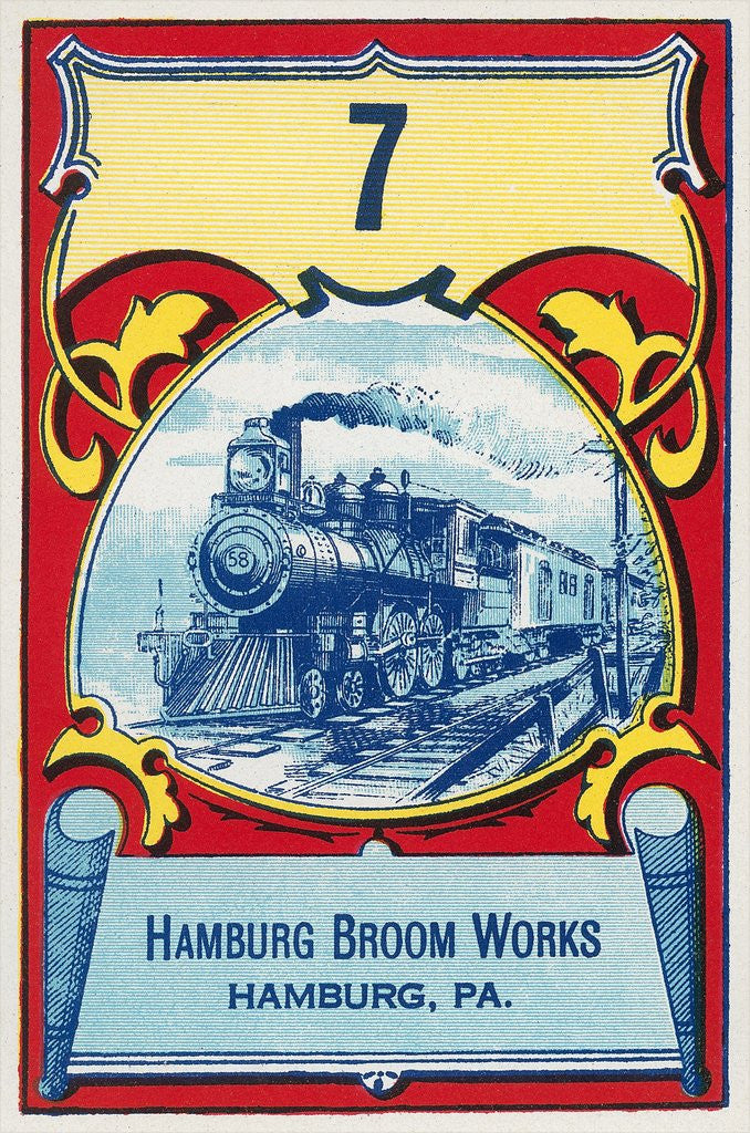 Detail of Advertisement for Hamburg Broom Works with Locomotive by Corbis