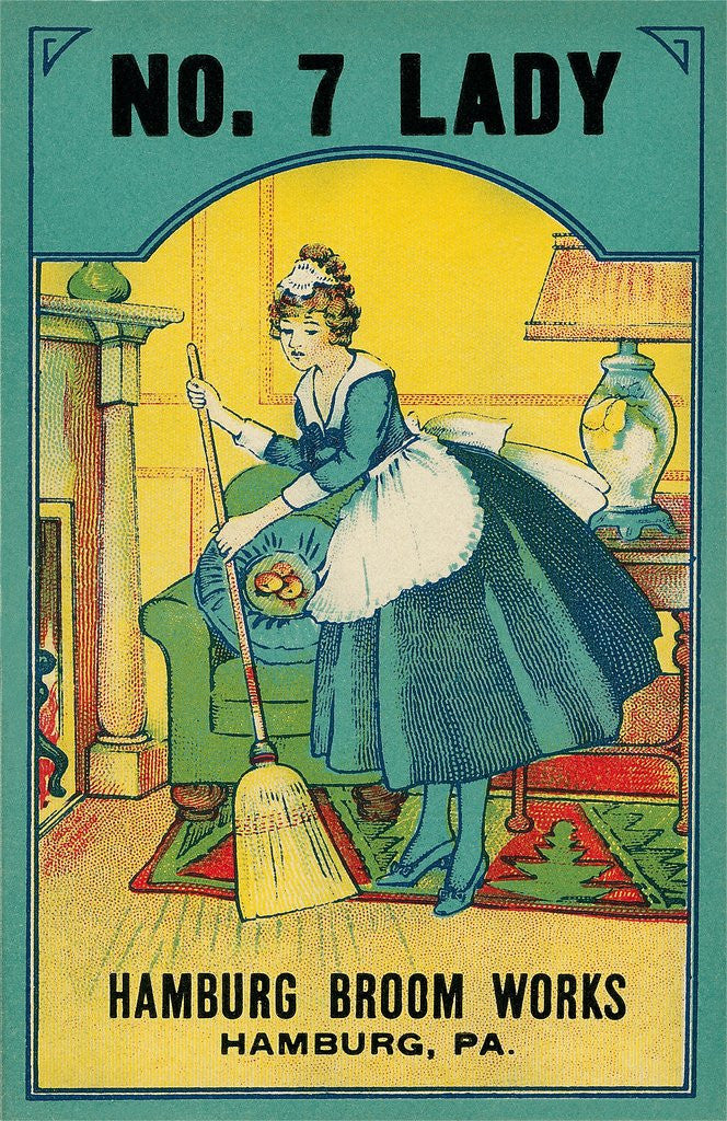Detail of Advertisement for Hamburg Broom Works with Sweeping Maid by Anonymous