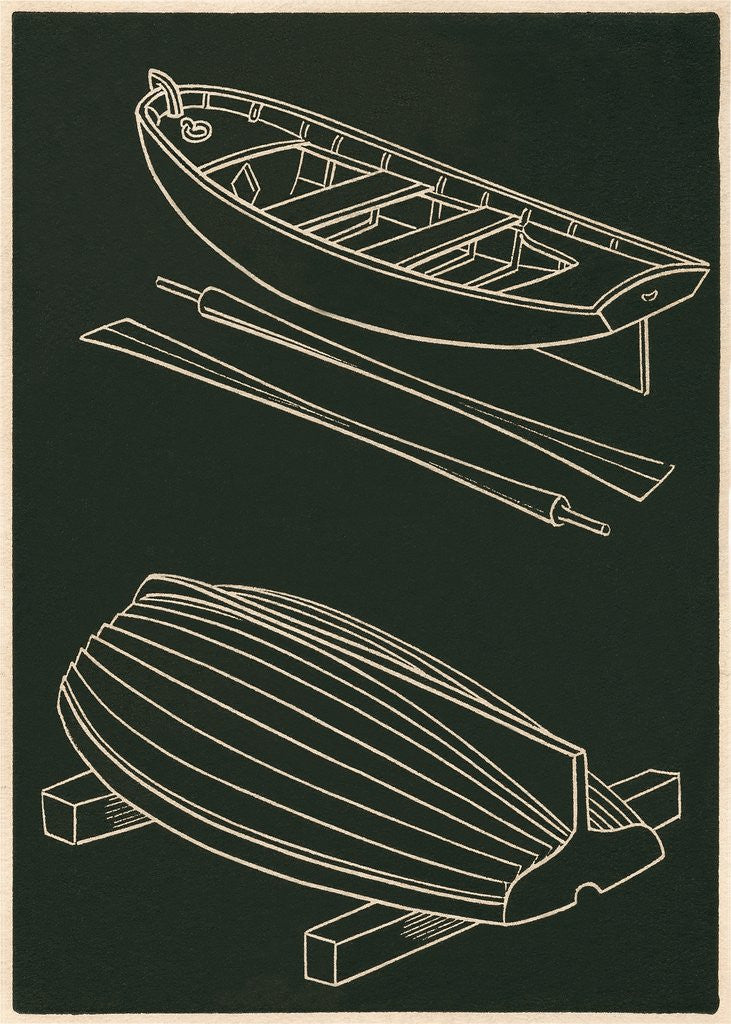 Detail of Rowboats and Oars in Black and White by Anonymous