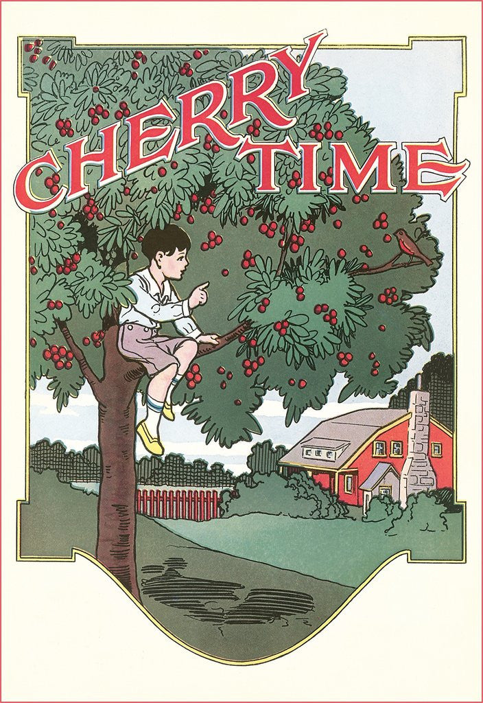 Detail of Cherry Time, Boy in Tree by Anonymous