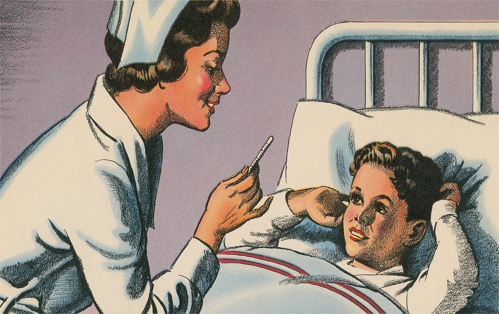 Detail of Nurse Taking Boy's Temperature by Anonymous