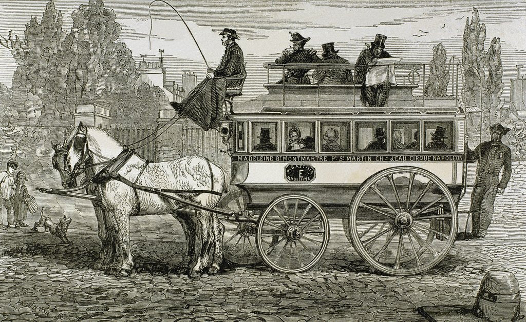 Detail of Horse-drawn omnibus. by Anonymous