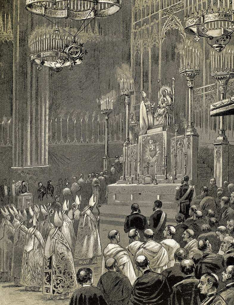 Detail of Coronation of the Virgin of Mercy in the Cathedral of Barcelona, Catalonia, Spain, 1888 by Anonymous