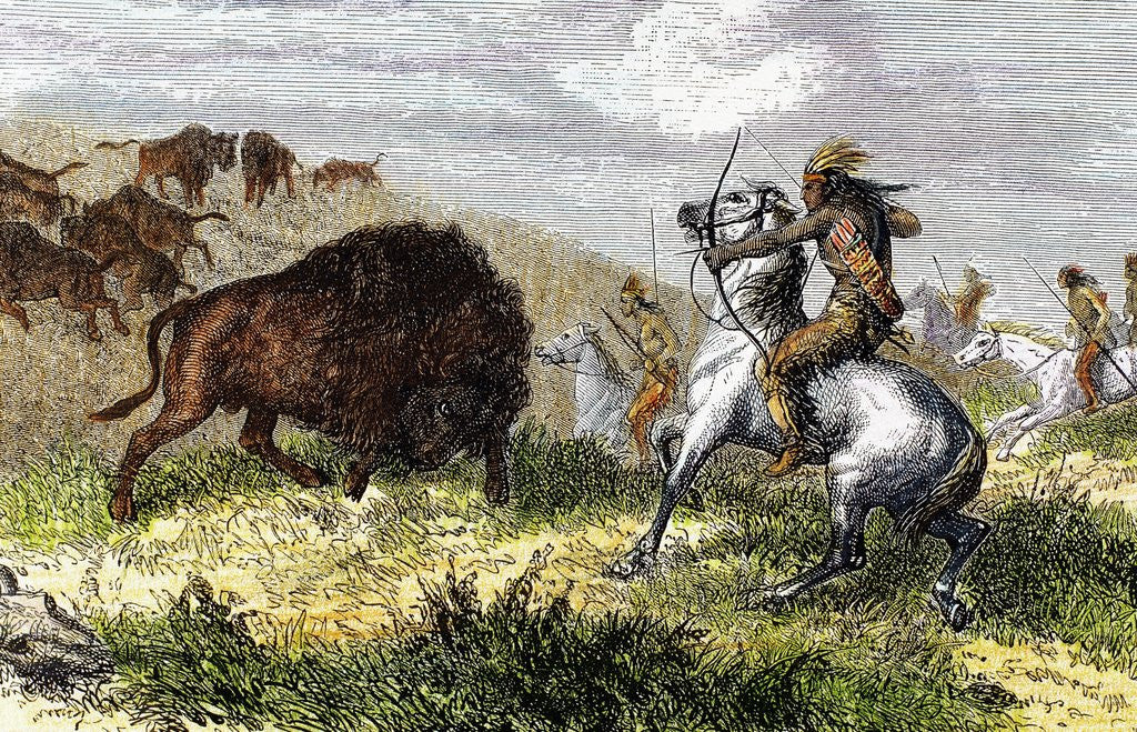 Detail of Indians hunting bison. by Anonymous