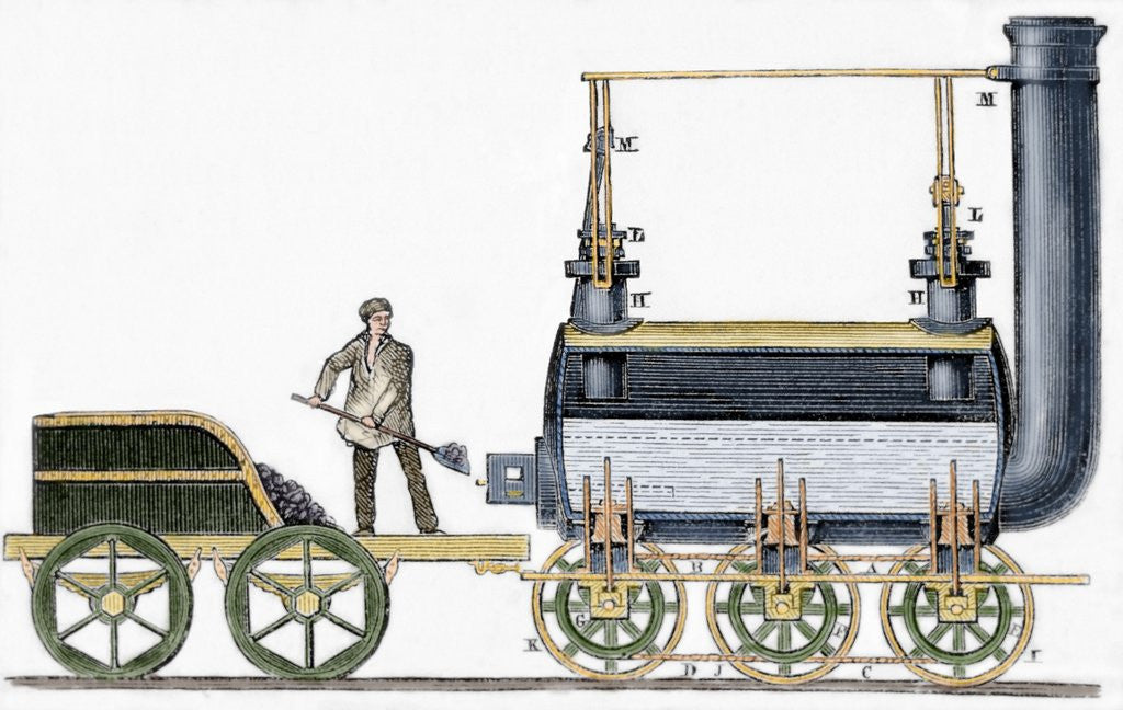 Detail of Locomotive designed in 1814 by British engineer and inventor George Stephenson (1781-1848). by Corbis