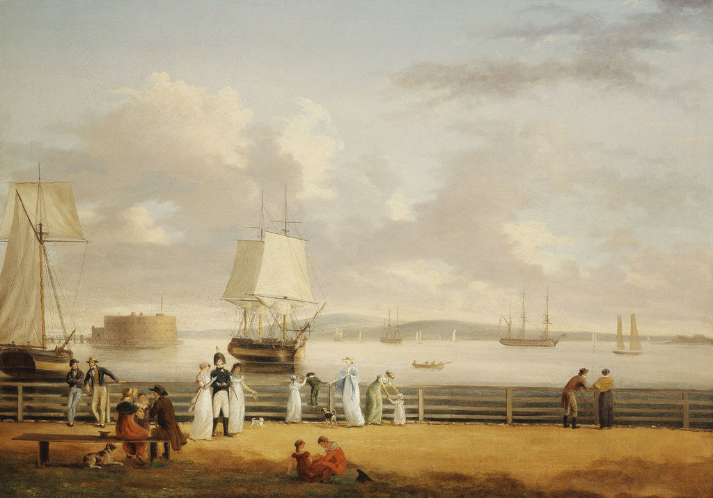 Detail of The Battery and Harbour, New York by Thomas Birch
