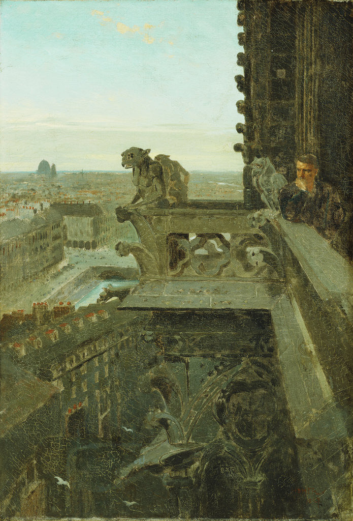 Detail of Gargoyles at Notre Dame by Winslow Homer