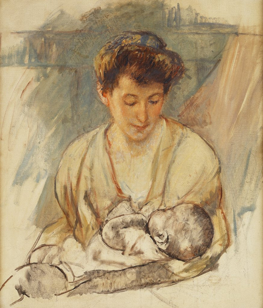 Detail of Mother Rose Looking Down at her Sleeping Baby by Mary Cassatt