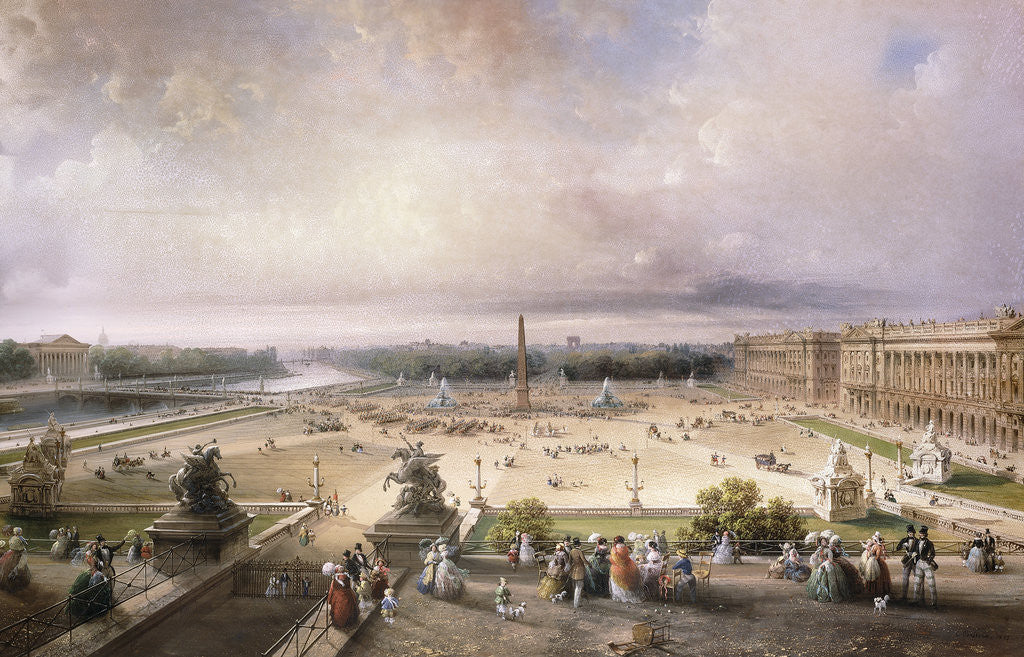 Detail of Place de la Concorde, Paris by Carlo Bossoli